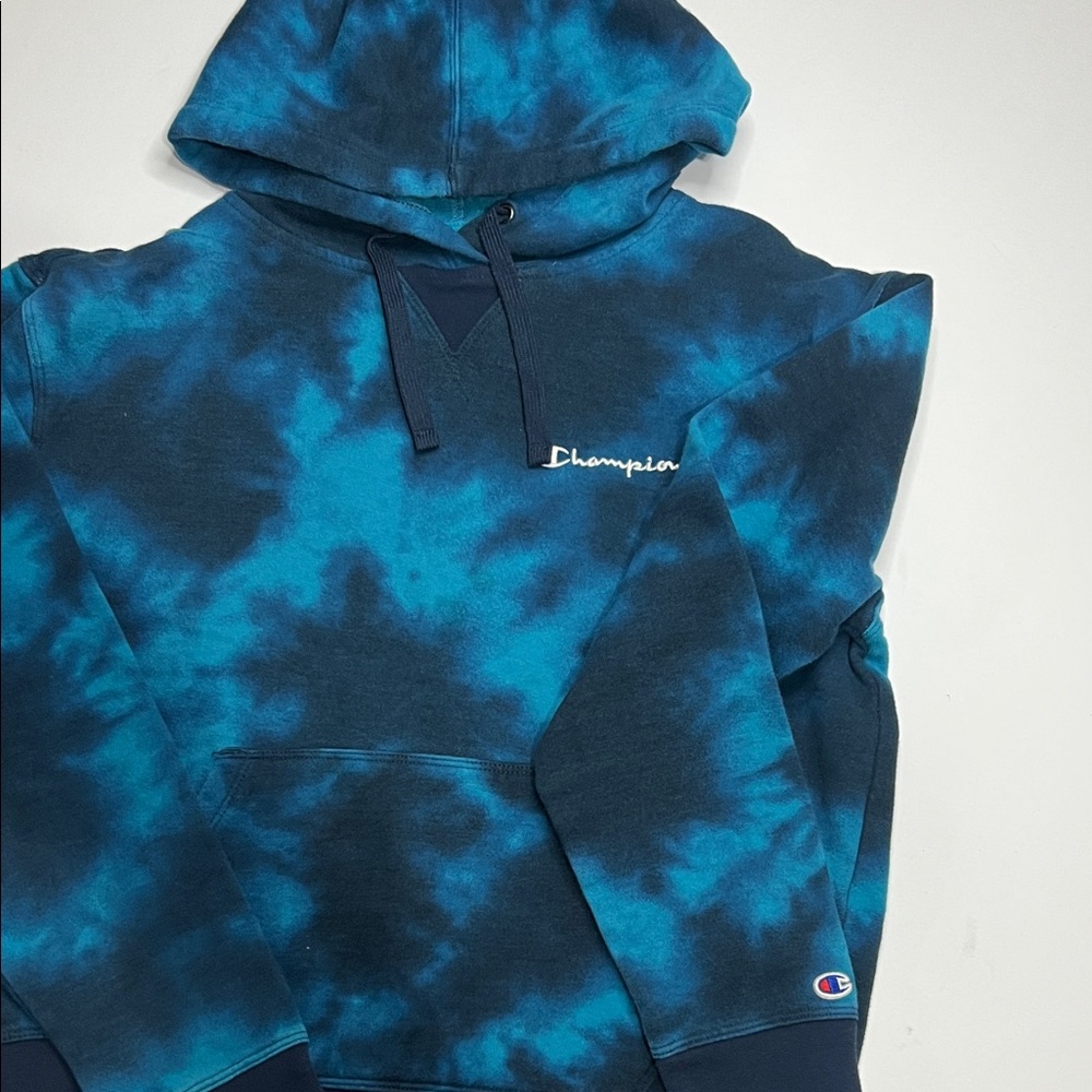 Champion Unisex Blue Tie-Dye Sweater Womens size Small - Picture 3 of 8